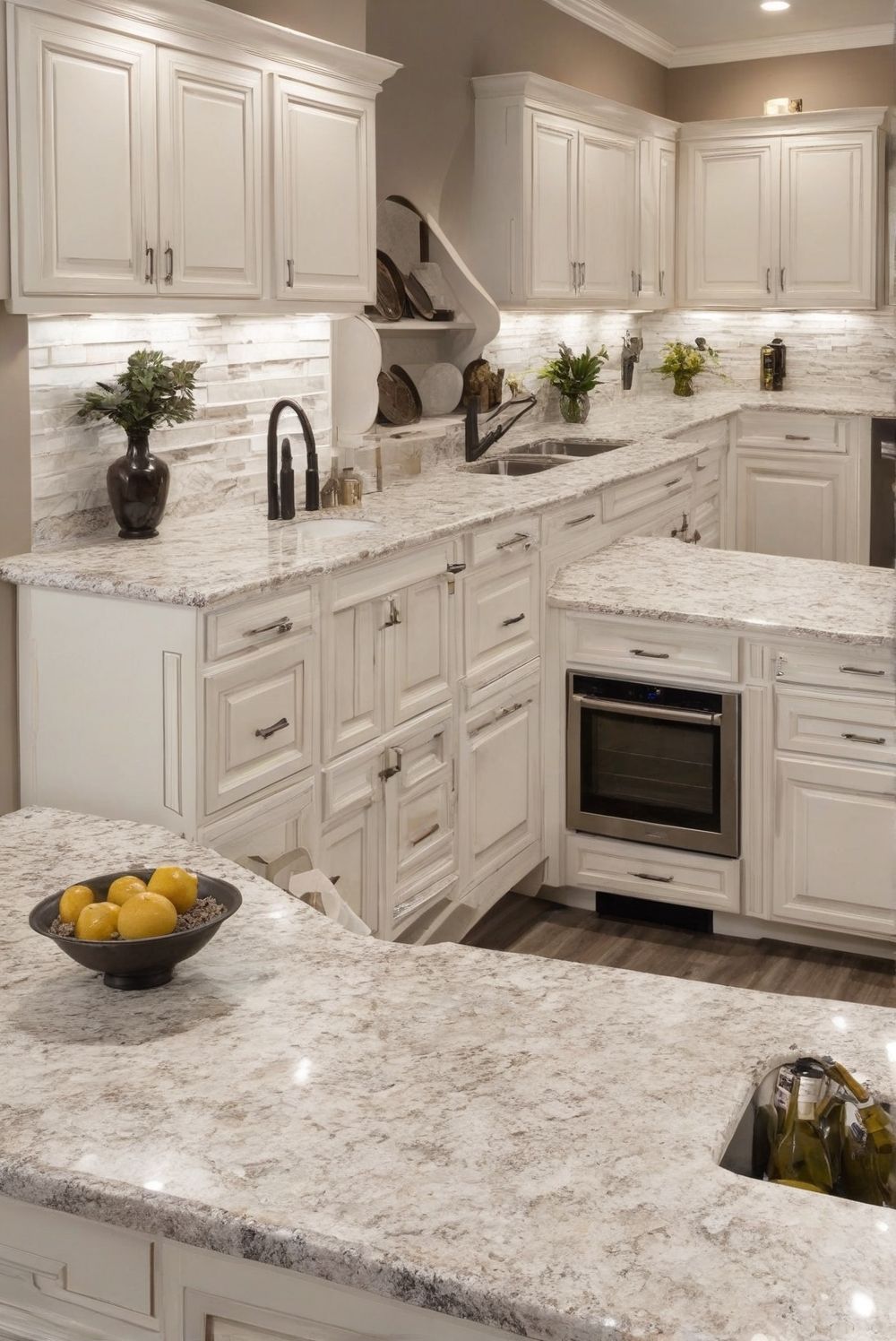 Đá granite sáng hoặc trắng bóng cho mặt bếp – ảnh tham khảo 16