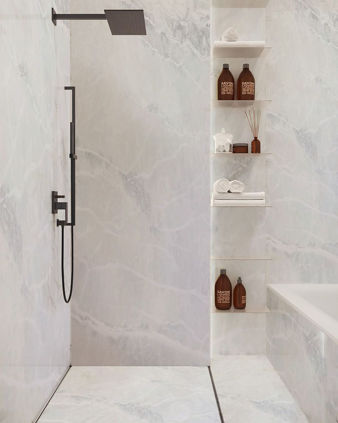 Đá marble trắng vân cho cầu thang – ảnh tham khảo 7