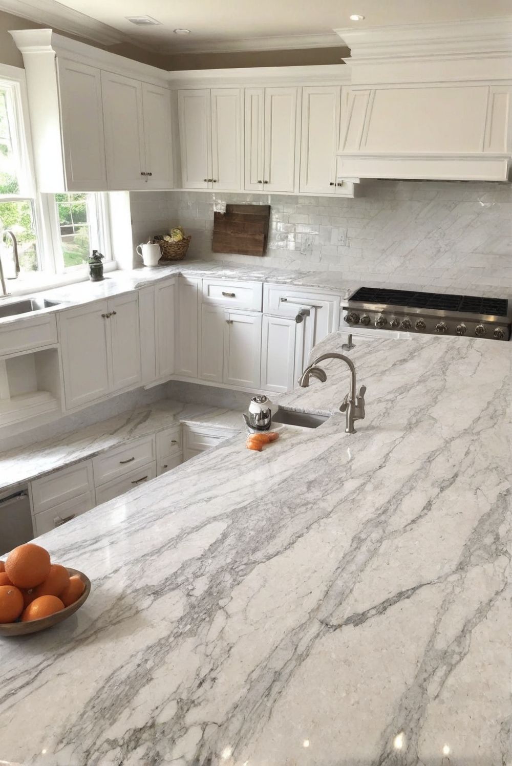 Đá granite sáng hoặc trắng bóng cho mặt bếp – ảnh tham khảo 1