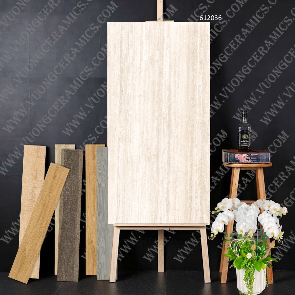 Mẫu gạch porcelain vân travertine kích thước 600x1200
