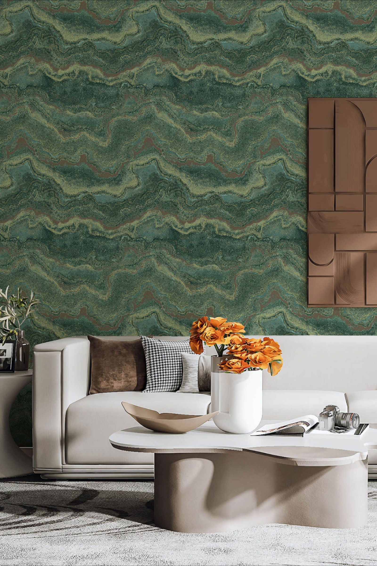 Đá marble vân mạnh cho mảng feature wall – ảnh tham khảo 9