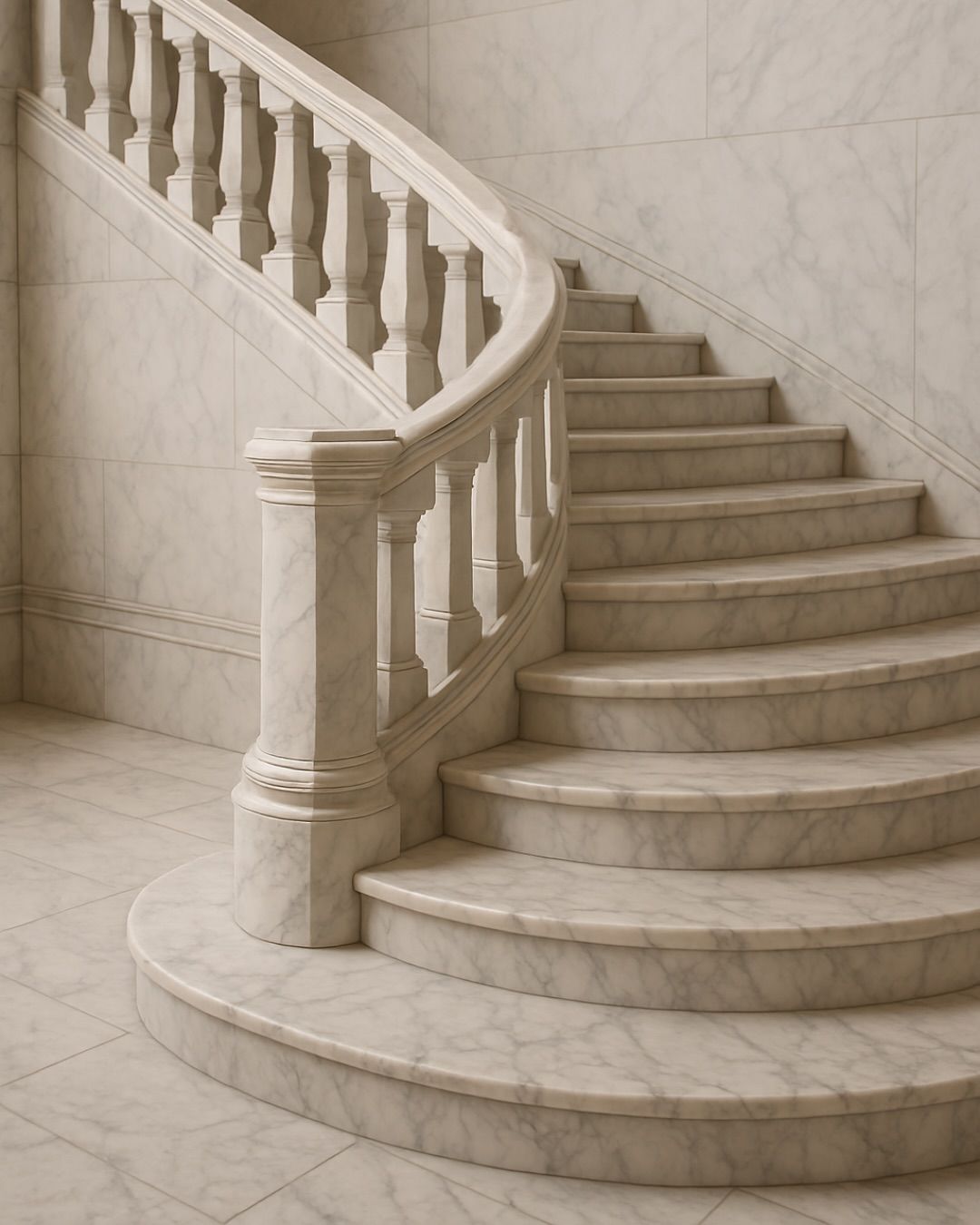 Đá marble trắng vân cho cầu thang – ảnh tham khảo 16