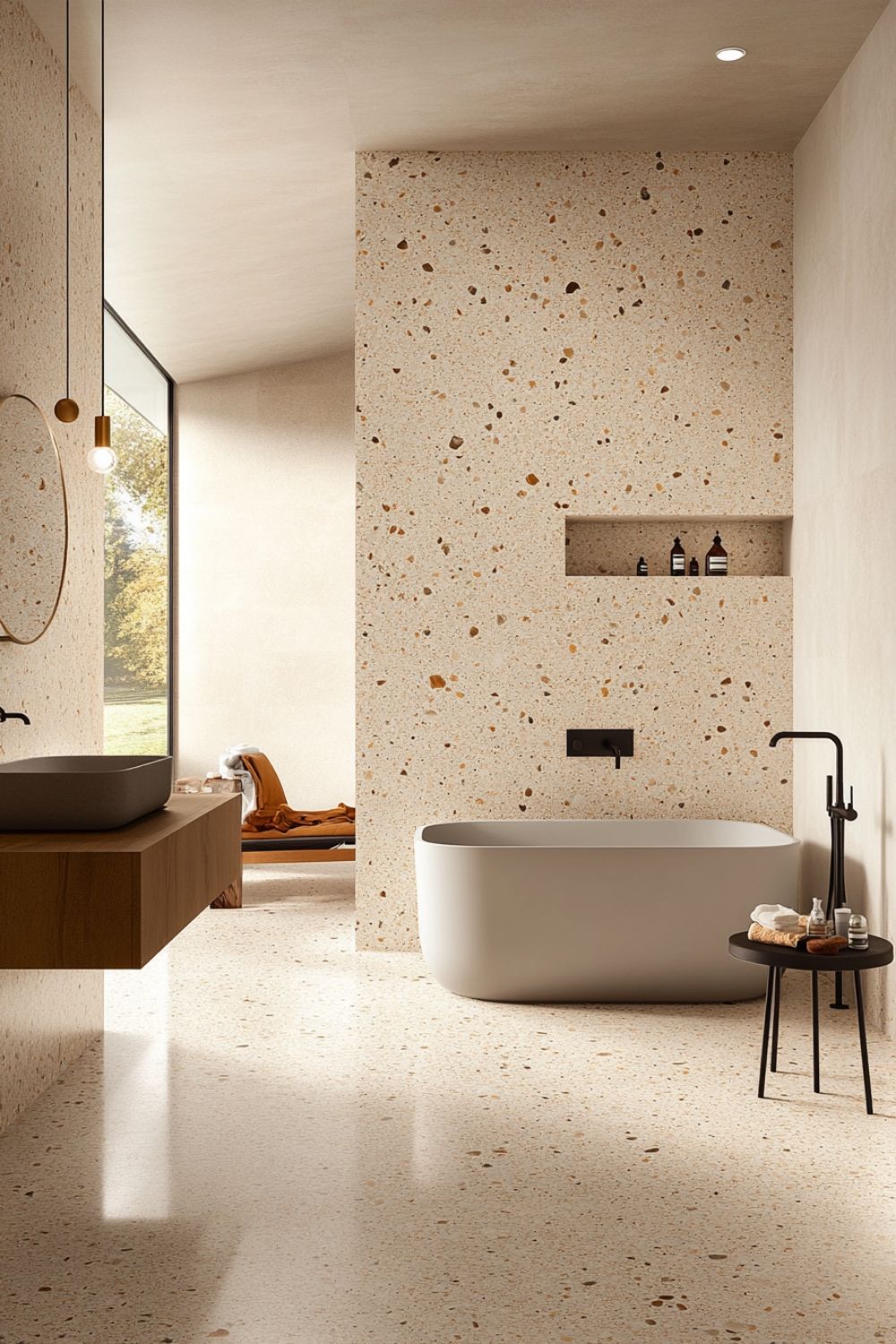 Gạch terrazzo tông be hoặc ấm lát nền – ảnh tham khảo 9