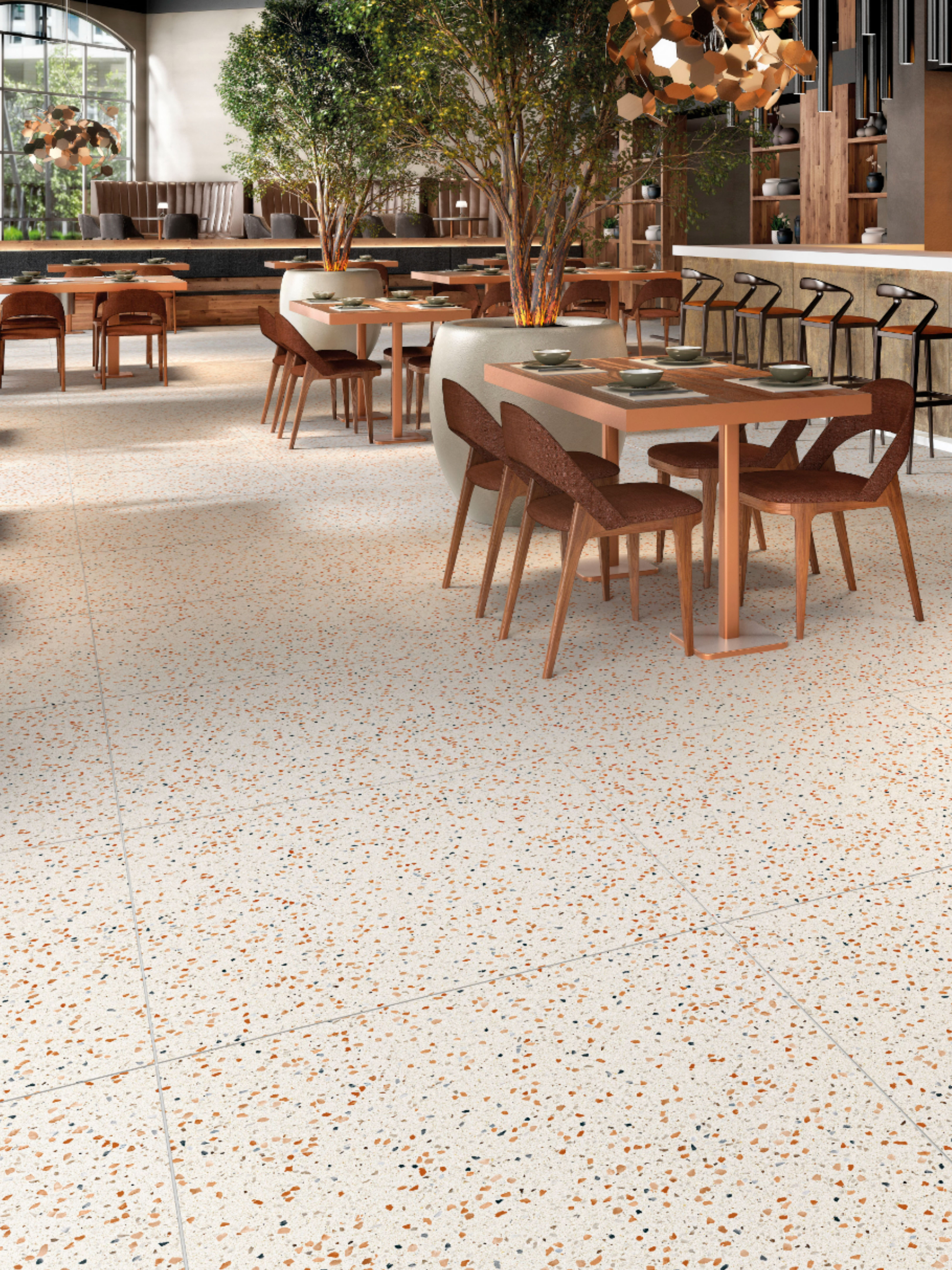 Gạch terrazzo tông trắng hoặc sáng lát nền – ảnh tham khảo 19
