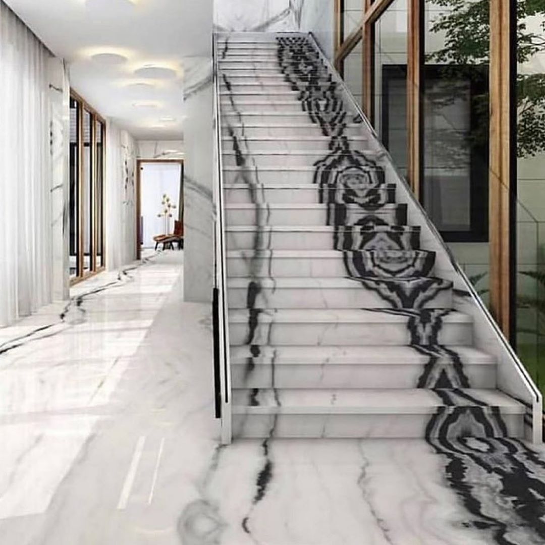 Đá marble trắng vân cho cầu thang – ảnh tham khảo 6