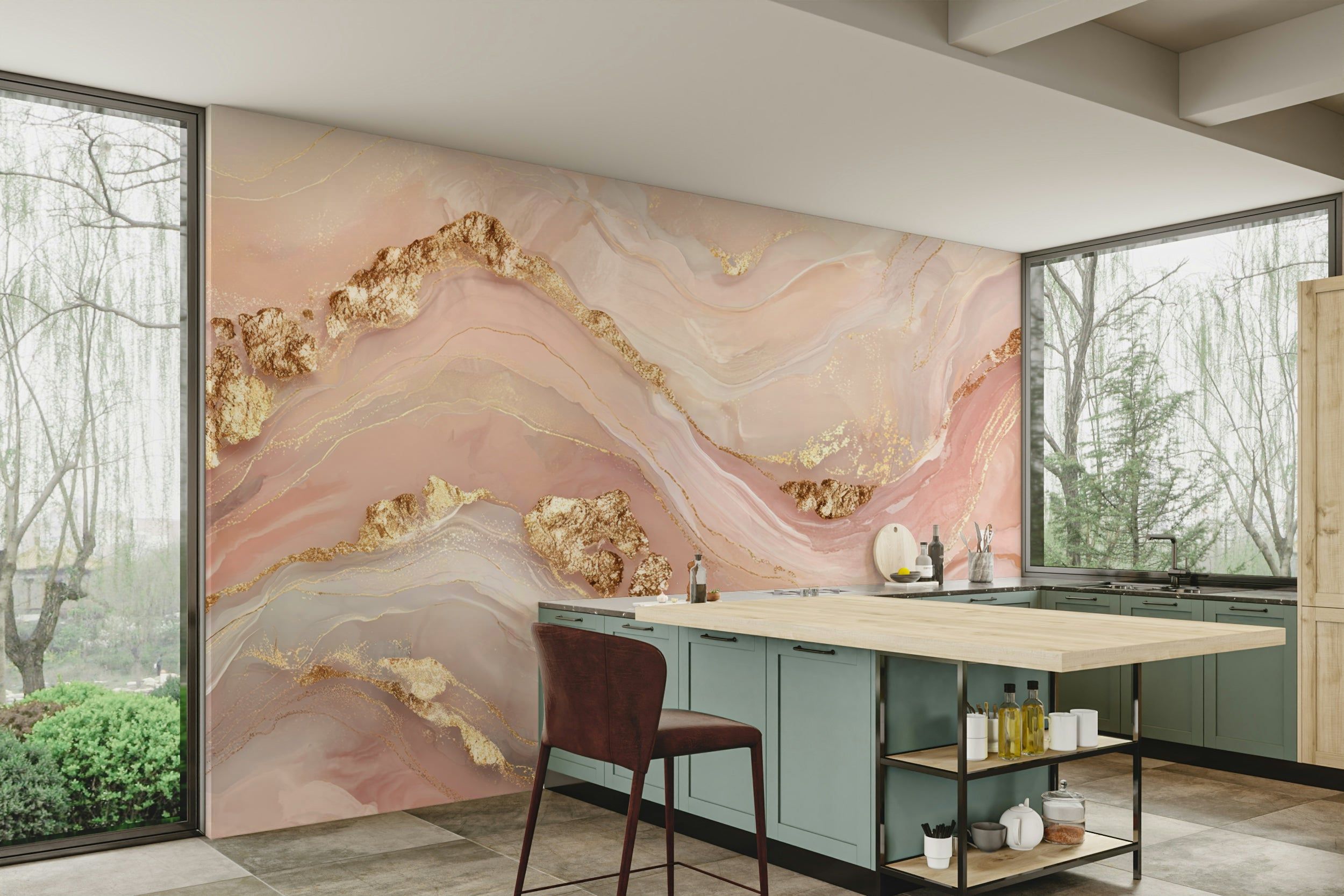 Đá marble vân mạnh cho mảng feature wall – ảnh tham khảo 3