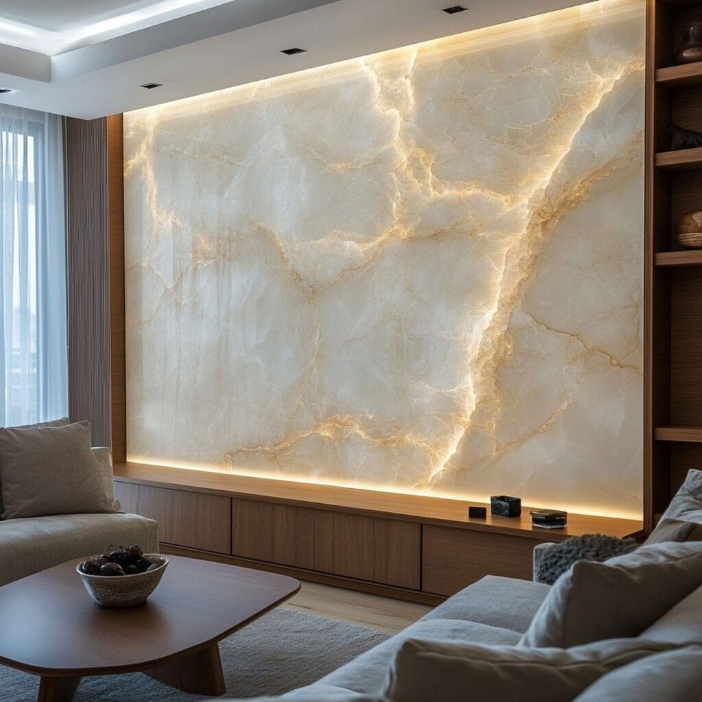 Đá marble trắng vân cho tường trang trí – ảnh tham khảo 4