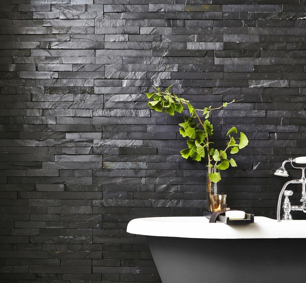 Đá slate đen chẻ tự nhiên ốp tường – ảnh tham khảo 1